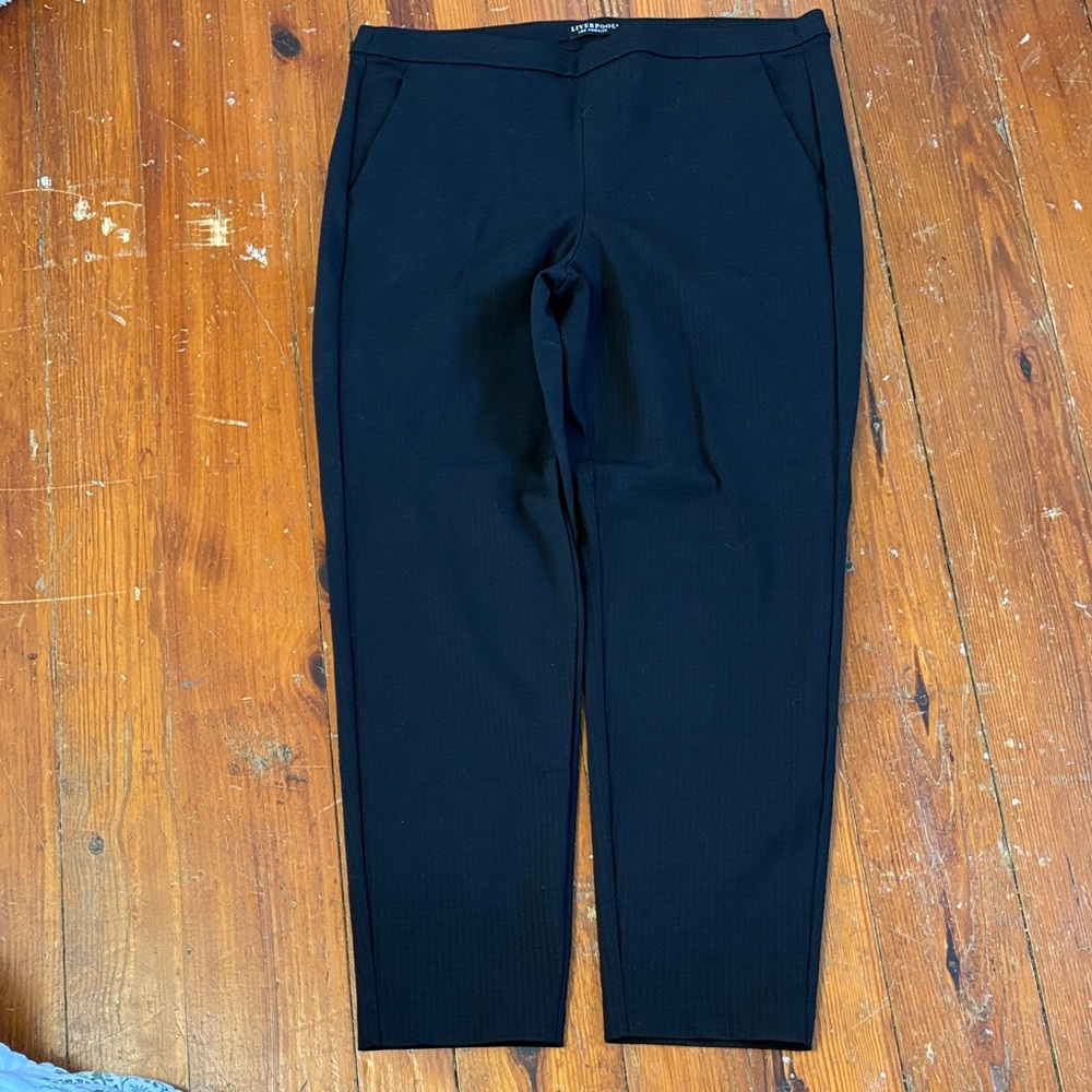 Liverpool Black Textured Stretchy Dress Pants Size 14 Ponte